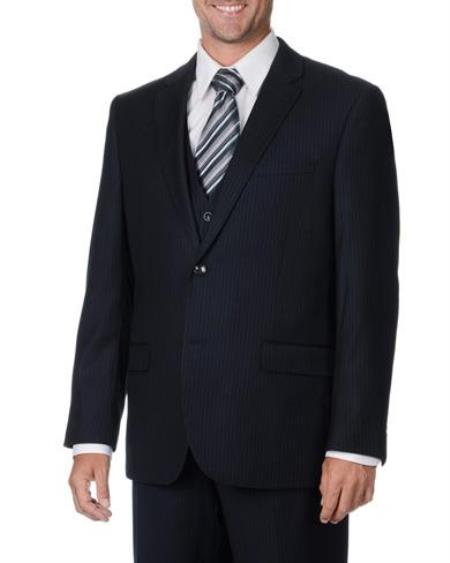 Men's Navy Two button vested style 3 Piece Suits