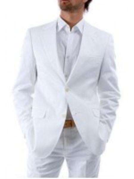 Men's 2-Button Suit White Suit + White Shirt