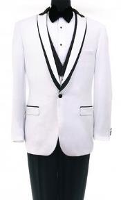Men's Bryan Michaels Flat Front Trousers Shawl collar White One Button Tuxedo 