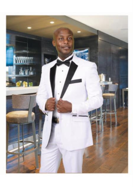 Style#-B6362 White A 1/2 Black Fashion Tuxedo For Men