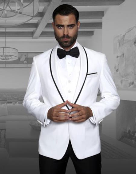 Men's Fashion Tux by Statement Suits Clothing Confidence Genova White