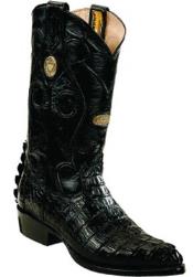 Men's White Diamonds Handmade J Toe Genuine caiman tale Black Boots 