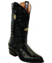 Men's White Diamonds Handcrafted Genuine Full Quill Ostrich Black Boots 
