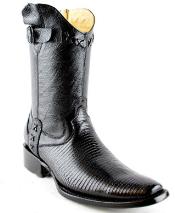 Men's White Diamonds Short Teju Lizard European Square Toe Fashion Boots Black 