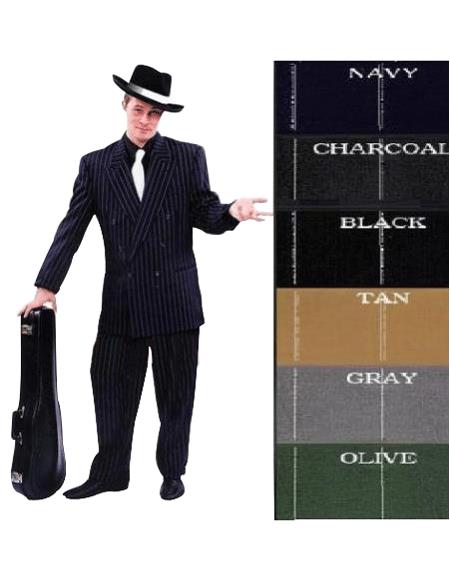 Chalk Double Breasted 6 on 2 Men's Any Color & Bold White Pinstripe Suit
