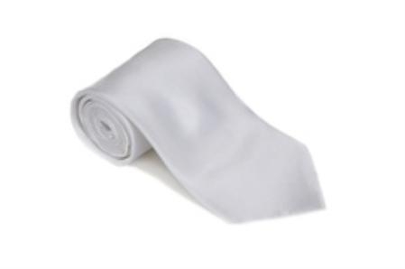 White 100% Silk Solid Necktie With Handkerchief Buy 10 of same color Tie For $25 Each-Men's Neck Ties - Mens Dress Tie - Trendy Mens Ties