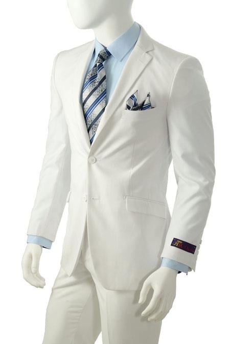 Men's Solid White Slim Fit Suit Vent Online Discount Fashion Sale Cheap Priced Business Suits Clearance Sale For Men