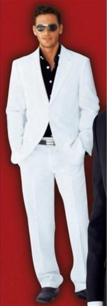 Pure All White Suit For Men Super Light Weight 100% Poplin/Microfiber Light Weight Only 1 Pound 3 or 4 Button 