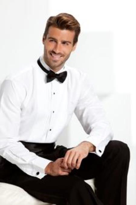 DS3005TX New Men's Daniel Ellissa Fashion Tuxedo Dress Shirt White w/Bow Tie 