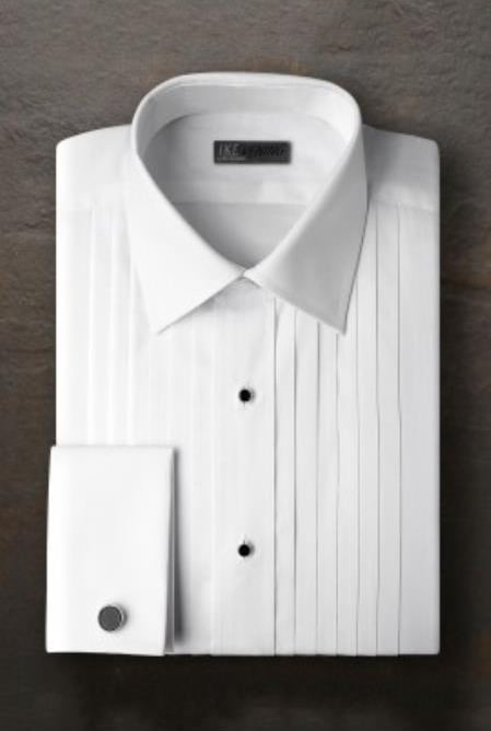 Vincent White Pleated Laydown Tuxedo Shirt Ike Evening by Tuxedo Authentic Brand