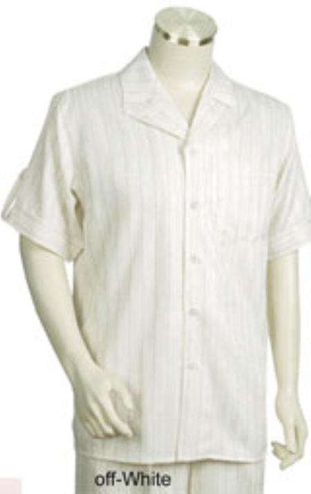 Men's Notch Collar Short Sleeve Two Piece Mens Walking Outfit