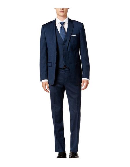 Brand: Caravelli Collezione Suit - Caravelli Suit - Caravelli italy Caravelli Men's 3-Piece Slim Fit 2-Button Midnight Blue Vested Dress Suit Set