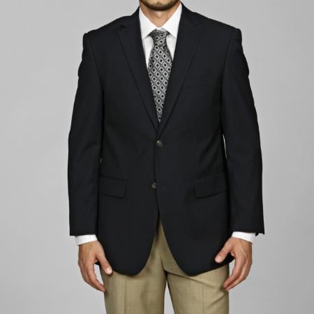 Men's Dark Navy Blue Suit For Men 2-button Blazer 2 Piece Suits - Two piece Business suits Suit
