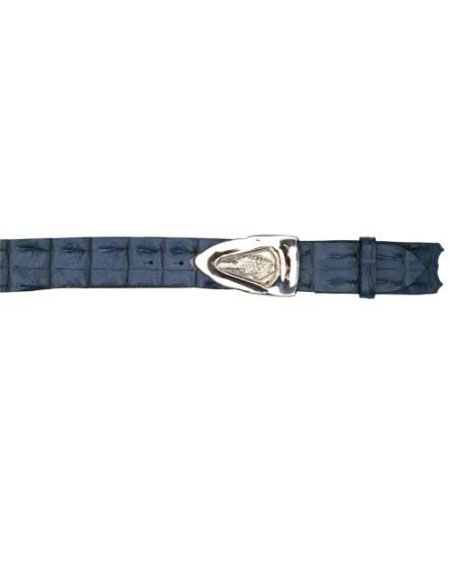 Real Authentic Skin Navy Blue All-Over Genuine Crocodile Backstrap Buckle Cinturon De Cocodrilo