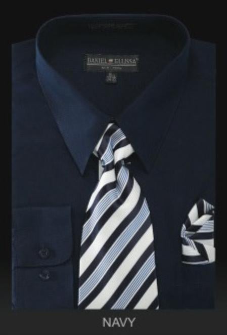 Affordable Clearance Cheap Mens Dress Shirt Sale Online Trendy - PREMIUM TIE - Navy Men's Dress Shirt