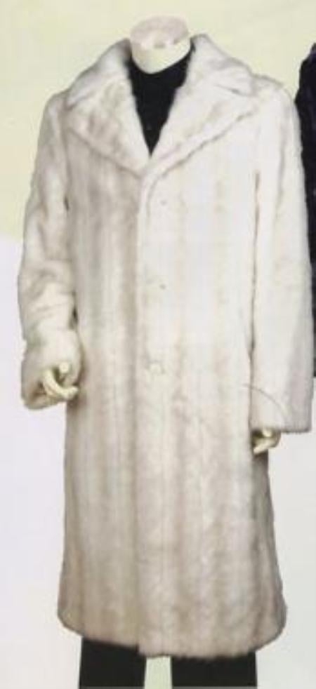 Artificial Fur Coat Off-White Long Style