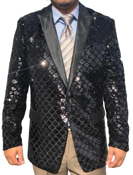 Men's Black Sequin ~ Shiny ~ Paisley Sport Coat Fashion Blazer