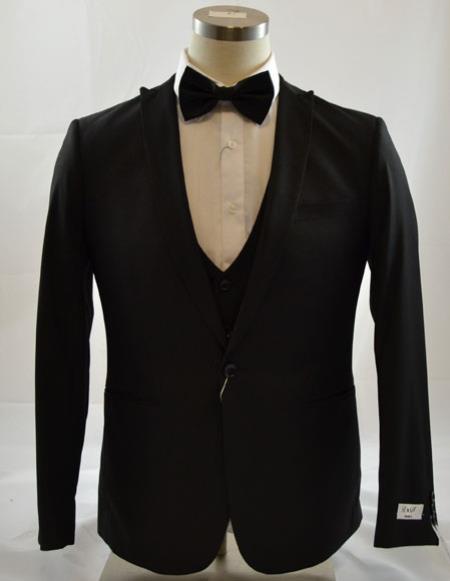 Men's Slim Fit Suit - Fitted Suit - Skinny Suit Men's Black  3 Piece Suits