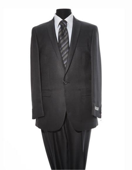 Men's Dark Grey  Peak Lapel 1 Button Suit