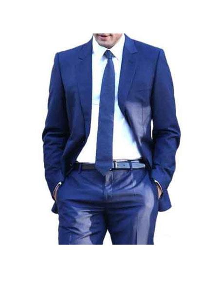 Men's Fifty Shades Dark Navy Blue Suit For Men Darker 1 Button Suit