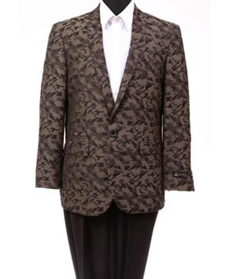 Style#-B6362 Brown Men's Slim Fit Cheap Priced Blazer Jacket For Men Online 1 Button Abstract Design Fashion Jacket