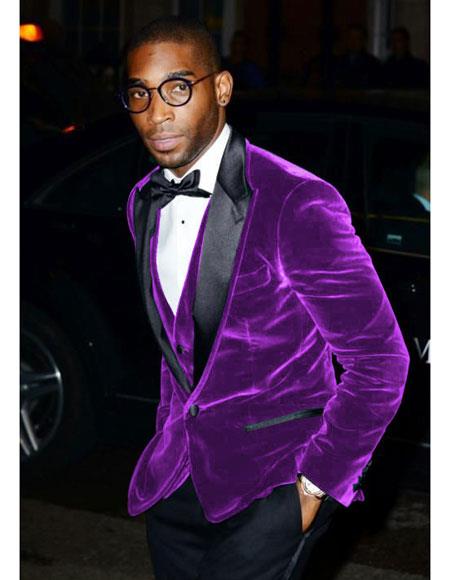 Alberto Nardoni Brand Men's Purple Velvet Tuxedo Men's blazer Jacket~ Sport coat 