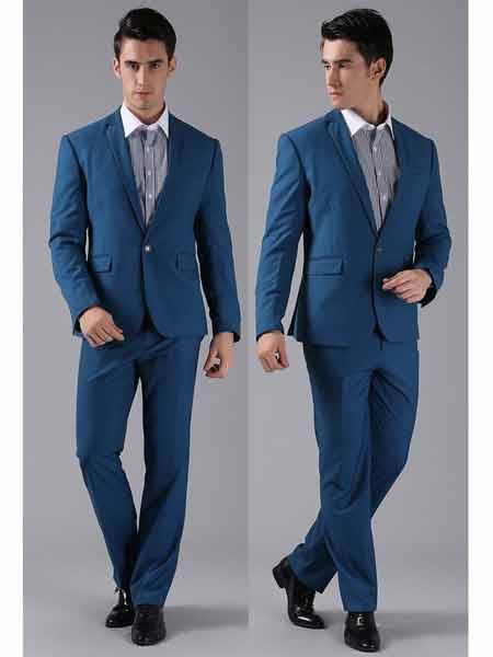Men's 1 Button Royal Blue Slim Fit Formal Wedding Tuxedo