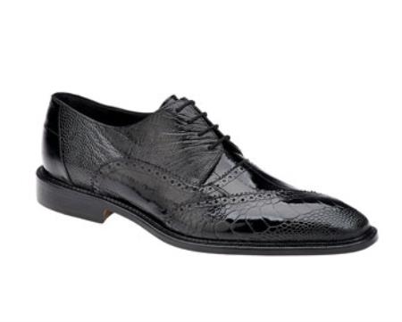 Authentic Genuine Skin Italian Nino Black Ostrich Eel Brogue Shoes Mens Ostrich Skin Shoes