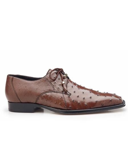 Belvedere Isola Brown Genuine Ostrich Leather Shoes