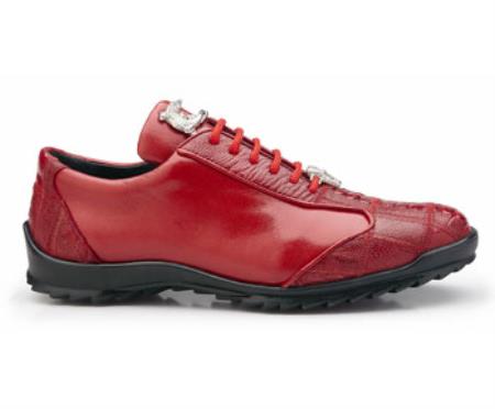 Genuine Red Ostrich and Soft Calf Leather Lining Shoe Mens Ostrich Skin Shoes