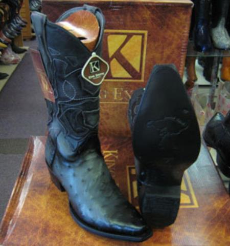 Mens King Exotic Boots Cowboy Style By los altos botas For Sale Genuine Ostrich Snip Toe Western Cowboy Gray Dress Cowboy Boot Cheap Priced For Sale Online - Botas De Avestruz