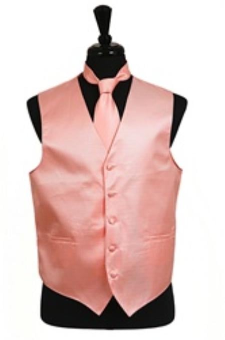 Tuxedo Vest - Wedding Vest Peach  Horizontal Rib Pattern Soft and sophisticated Waistcoat - Men's Neck Ties - Mens Dress Tie - Trendy Mens Ties