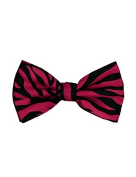 Pink and Black Men's Zebra Print Design Bowties-Men's Neck Ties - Mens Dress Tie - Trendy Mens Ties