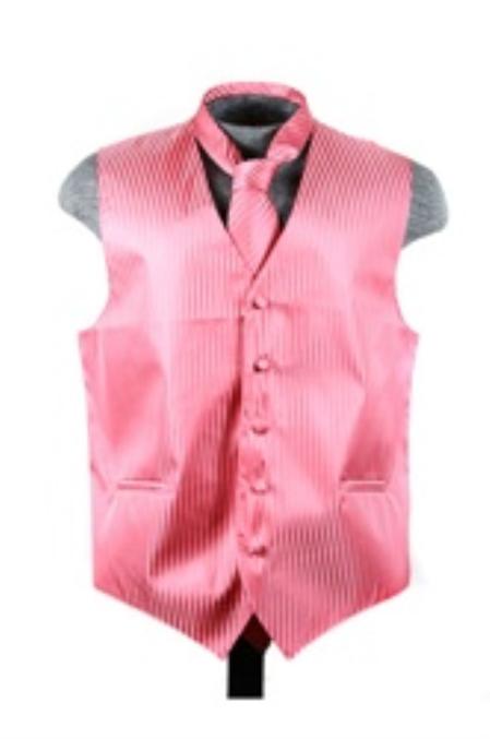 Dress Tuxedo Wedding Vest ~ Waistcoat ~ Waist coat Tie Set Salmon ~ Coral ~ Melon ~ Peachish Pinkish Color Buy 10 of same color Tie For $25 Each - Men's Neck Ties - Mens Dress Tie - Trendy Mens Ties
