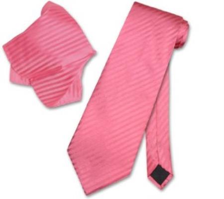 Pinkish Color Necktie and Handkerchief Matching Neck Tie Set  - Men's Neck Ties - Mens Dress Tie - Trendy Mens Ties