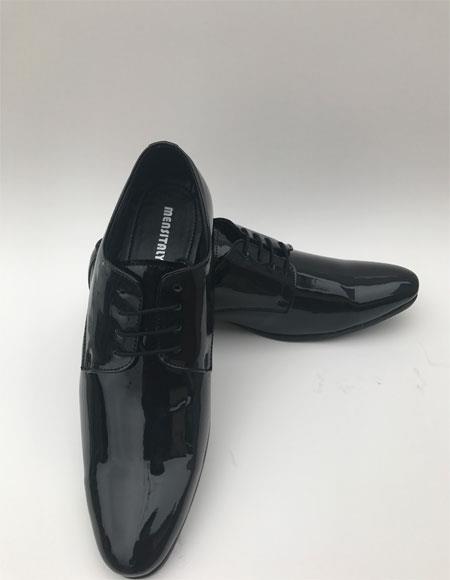 Men's Tuxedo Black Plain Toe Lace Up Style Formal Shiny Dress Tuxedo Dress Shoe For Men Perfect for Wedding