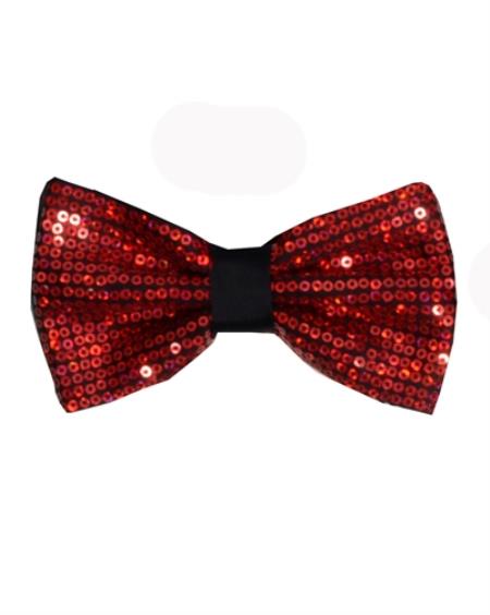 Sparkly Bow Tie Men's Polyester Sequin Red Bowtie - Men's Ne