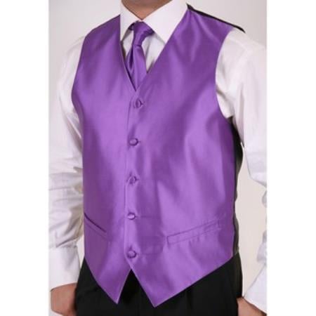 Men's Purple 2-Piece Men's Vest Set Also available in Big and Tall Sizes
