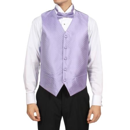 Men's Lilac Lavender Purple 4-Piece Vest Set Also available in Big and Tall Sizes