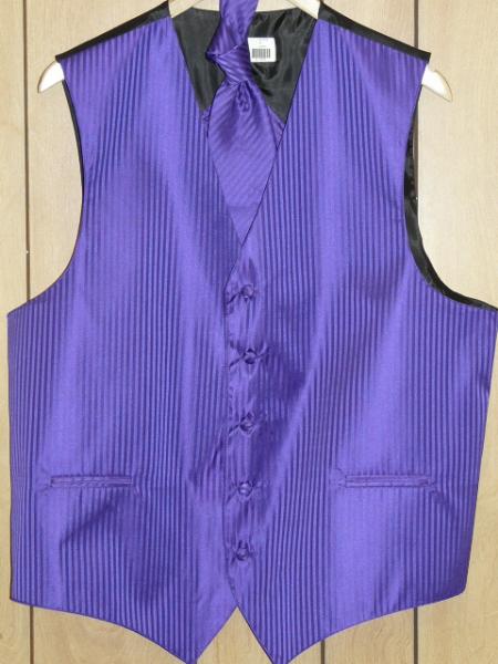 PURPLE ( Comes in different colors )  GROOMSMEN DRESS TUXEDO WEDDING Vest ~ Waistcoat ~ Waist coat & TIE SET Buy 10 of same color Tie For $25 Each - Men's Neck Ties - Mens Dress Tie - Trendy Mens Ties