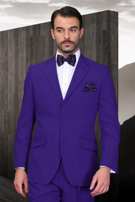 Men's Purple Cheap Priced Business Suits Clearance Sale 2 Button 