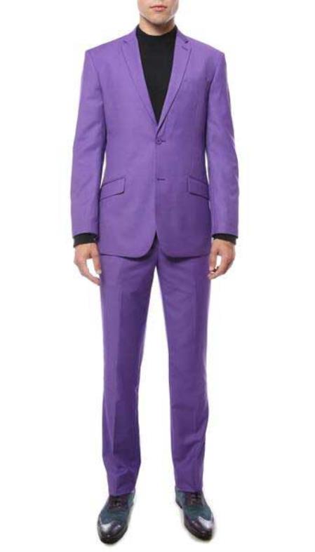 Men's Purple 2 Button Classic Slim Fit  Suit
