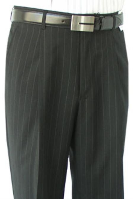 Men's Black Stripe Pleated Pre Cuffed Bottoms Pants