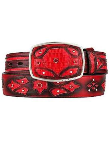 Fashion Western Belt Red Original Lizard Teju Skin