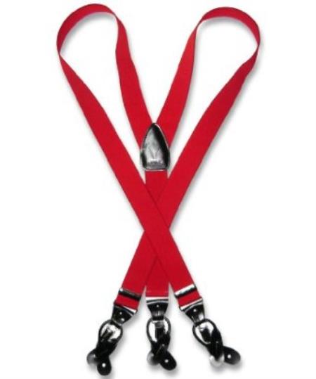 Men's Red Suspenders For Men Y Shape Back Elastic Button & Clip Convertible 