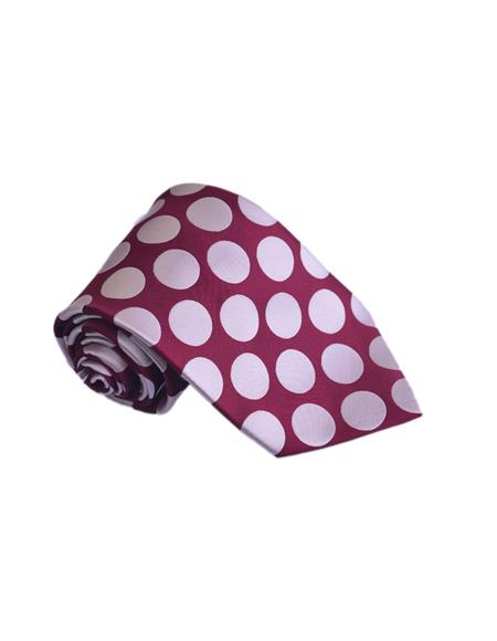 Men's Longstry Rose Pink Polyester fashion Polka Dot Design Tie 