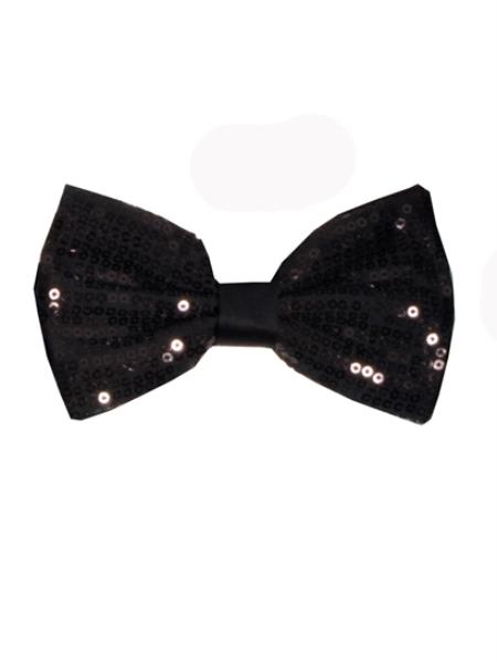 Sparkly Bow Tie Men's Black Polyester Sequin Bowties - Men's Neck Ties - Mens Dress Tie - Trendy Mens Ties