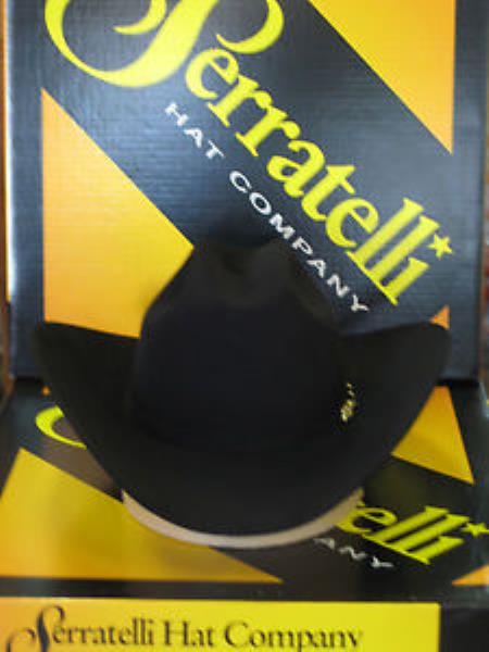 Tejana Serratelli Designer 10x El Capitan Black 3 1/2 Brim Western Cowboy Hat 