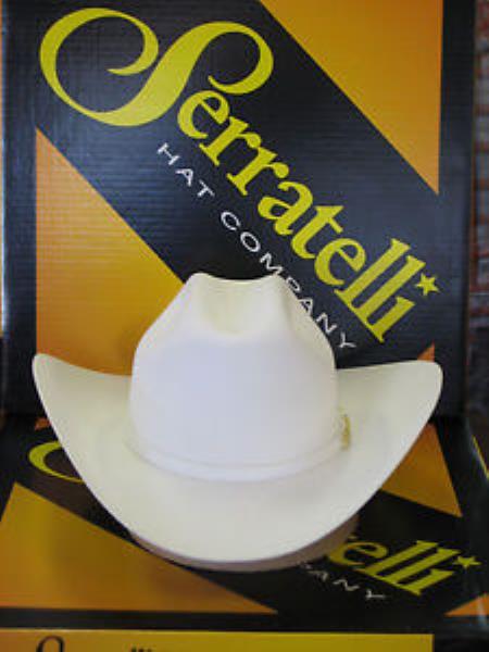 Tejana Serratelli Designer 30x San Jose White 3 1/2 Brim Western Cowboy Hat 
