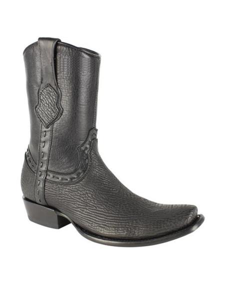 Men's King Exotic Cowboy Style By los altos Boots  botas For Sale Genuine Sharkskin Dubai Toe Handmade Black Dress Cowboy Boot Cheap Priced For Sale Online With Inside Zipper